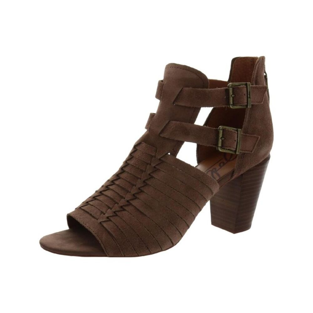 ZODIAC Womens Brown Cassie Toe Block Heel Leather Heeled Gladiator Sandal 8 M